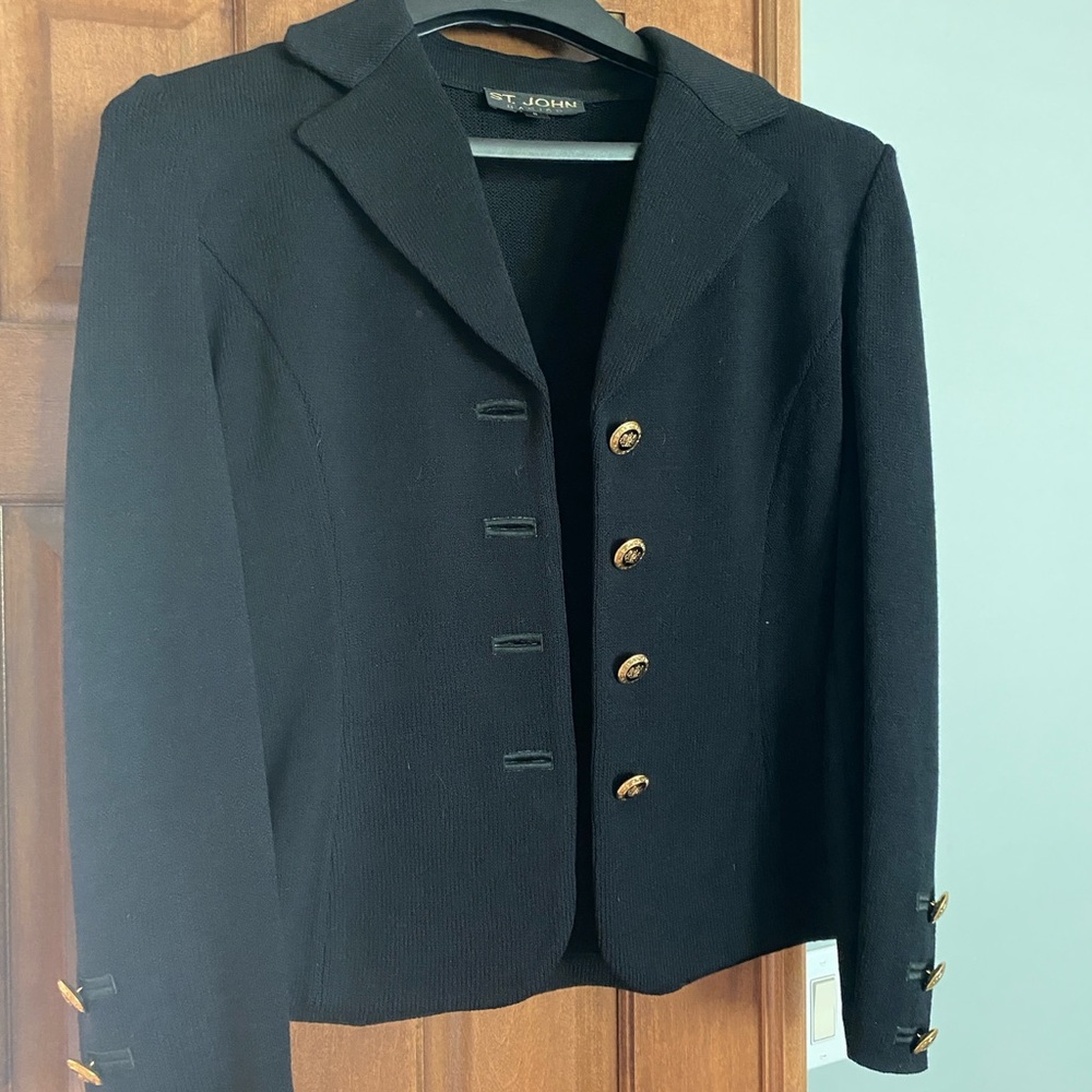 St. John Black Blazer Tailored Suit 3 piece set